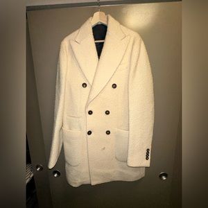 bottega martinese cream boucle double breasted coat